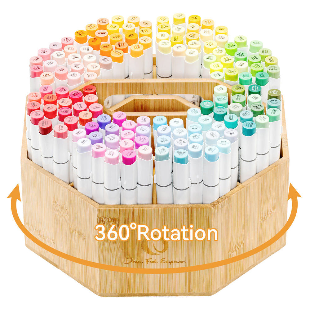 Ohuhu 360° Bamboo Rotating Marker Organizer free delivery