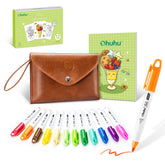 Ohuhu 12 Colors Mini Alcohol Markers Brush Tip - Nalu Travel Coloring Kit free delivery
