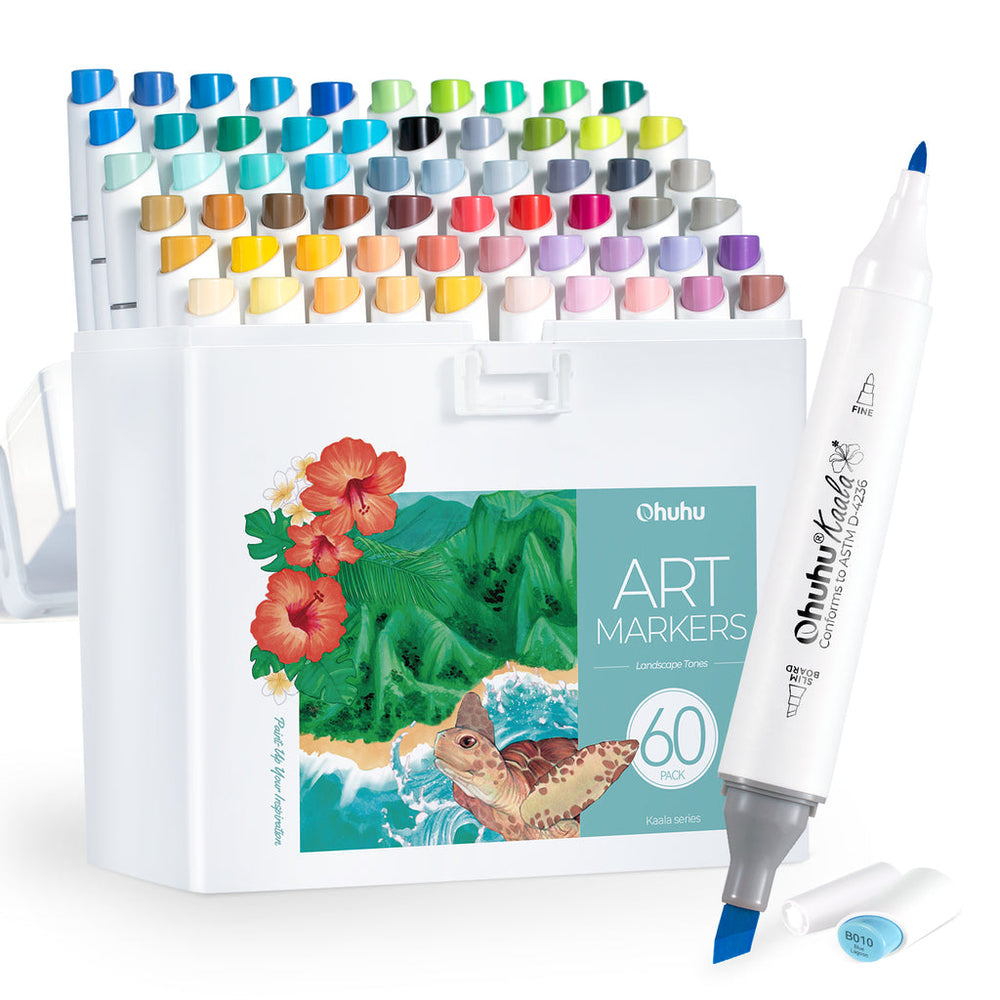 Ohuhu Kaala Five Tones Slim Broad and Fine Dual Tips Alcohol Art Markers low price