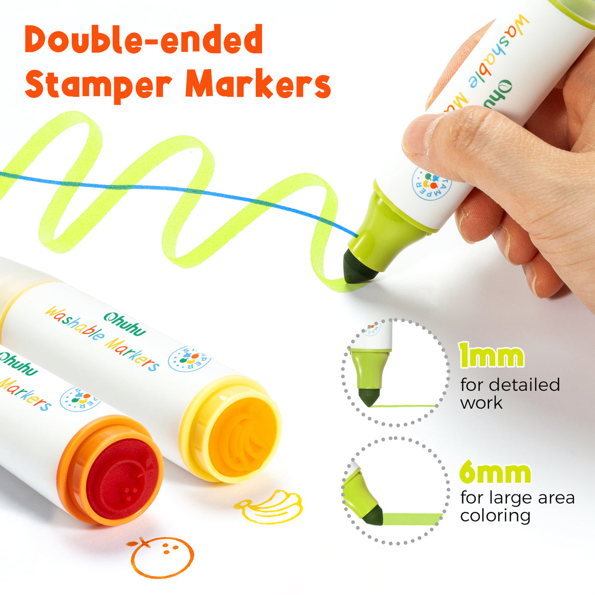 Ohuhu Washable Stamper Kids Dual Tips Water-based Markers US delivery