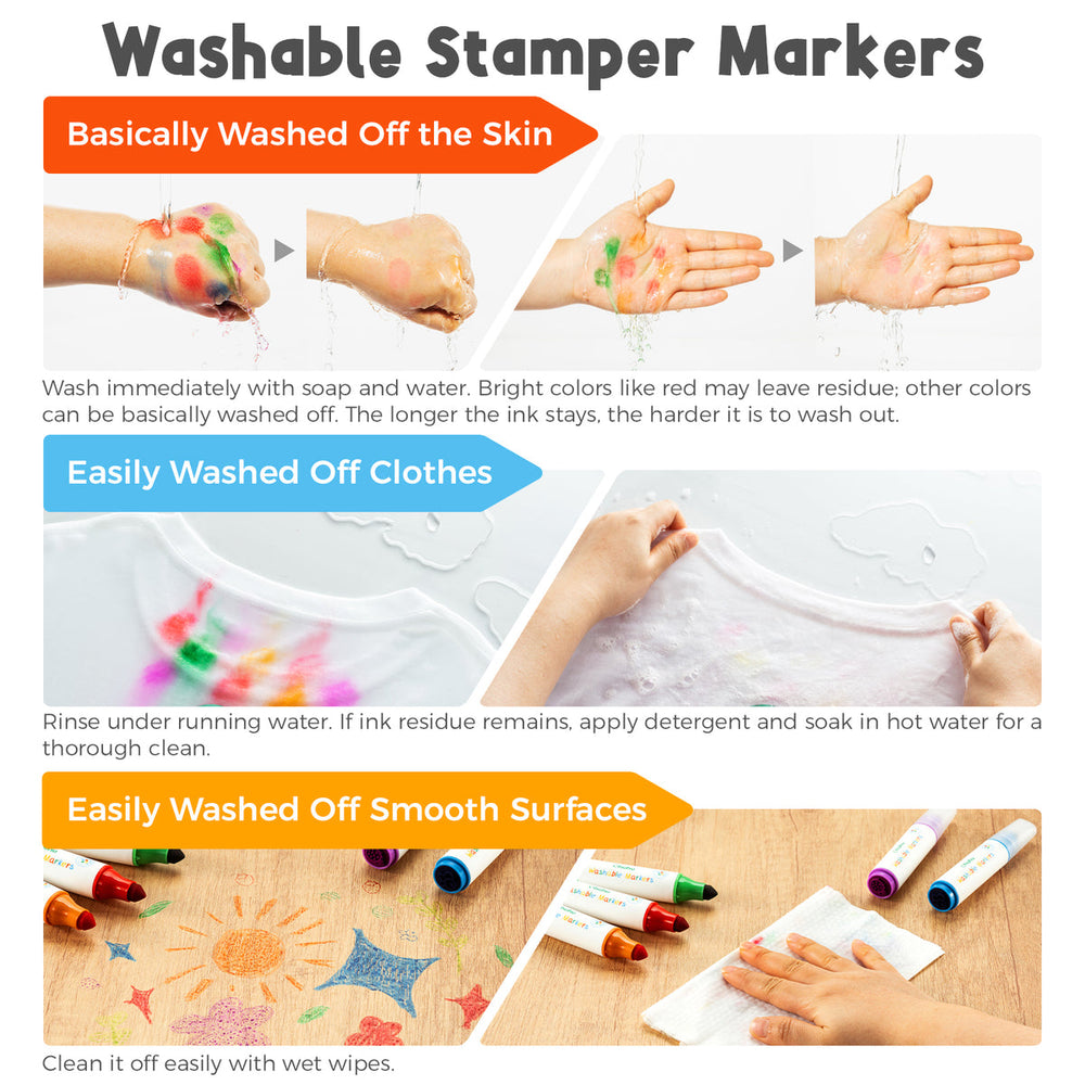 Ohuhu Washable Stamper Kids Dual Tips Water-based Markers US delivery