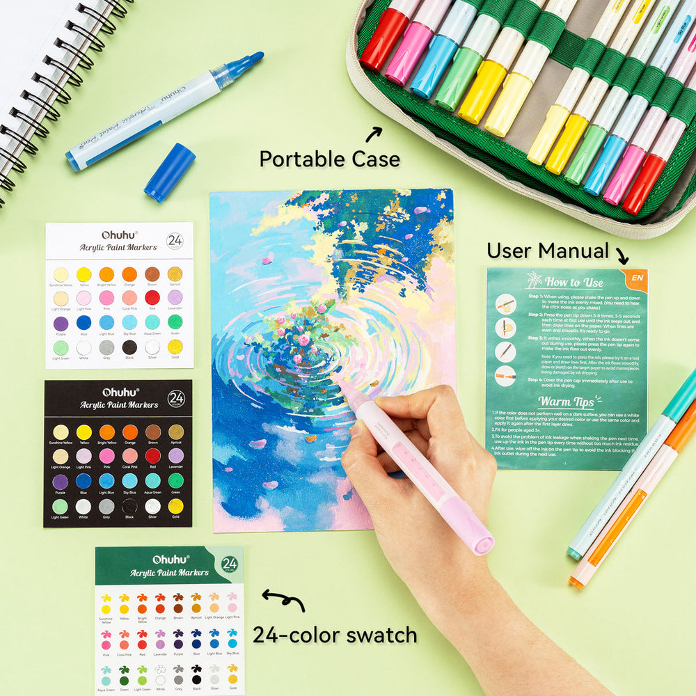 Ohuhu Acrylic Markers 24 Colors 48 Pack discount