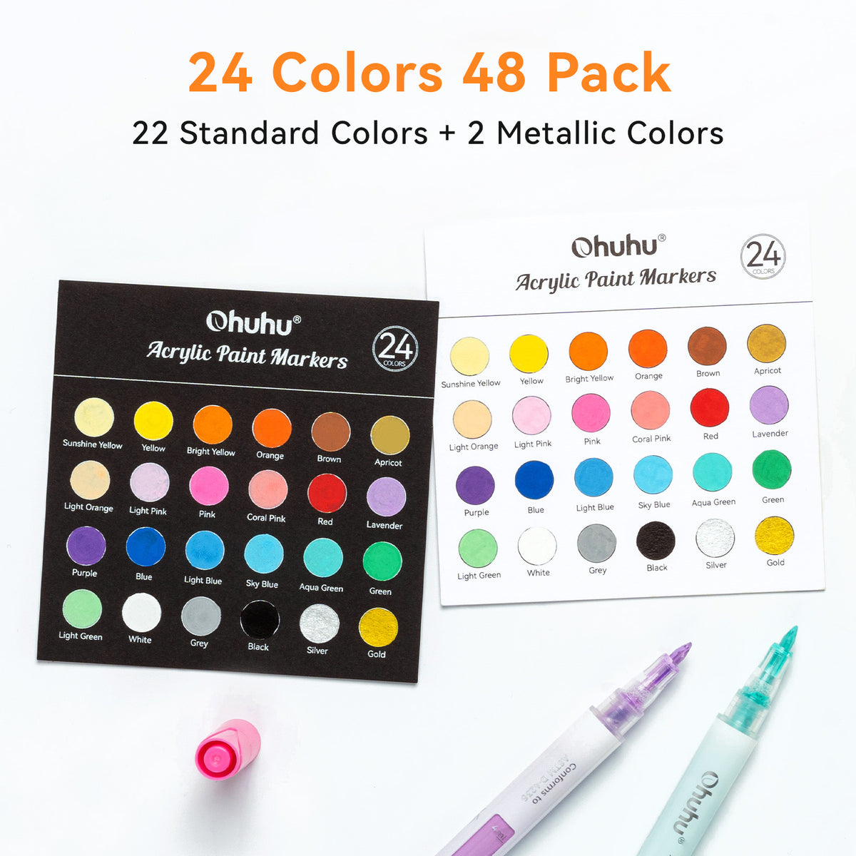 Ohuhu Acrylic Markers 24 Colors 48 Pack discount