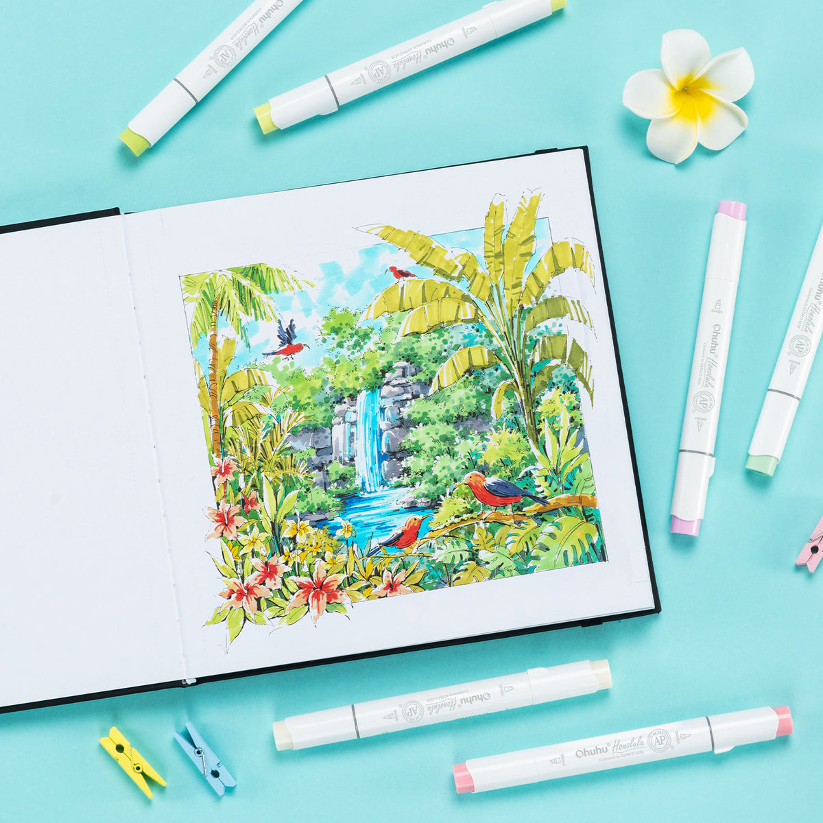 Ohuhu Bleedproof Double-Sided Marker Pad with PU Cover free delivery