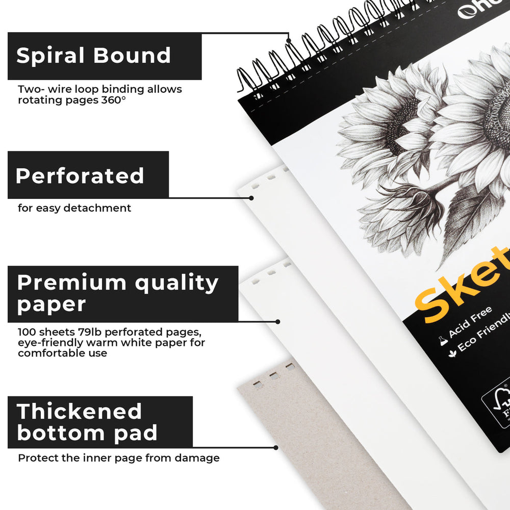 Ohuhu Tear Resistant Bamboo Fiber Drawing Sketchbook US delivery