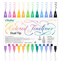 Ohuhu Colored Fineliner & Brush Pens, 12 Colors best price