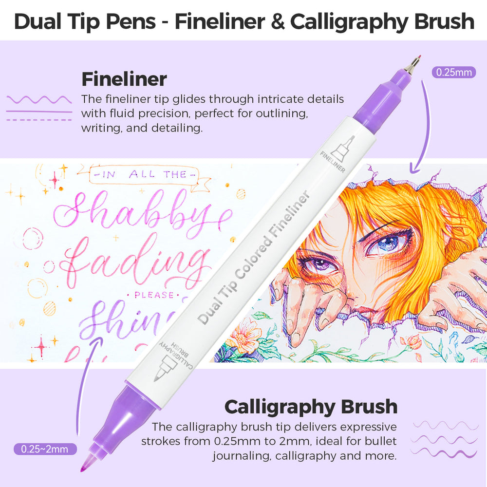 Ohuhu Colored Fineliner & Brush Pens, 12 Colors best price