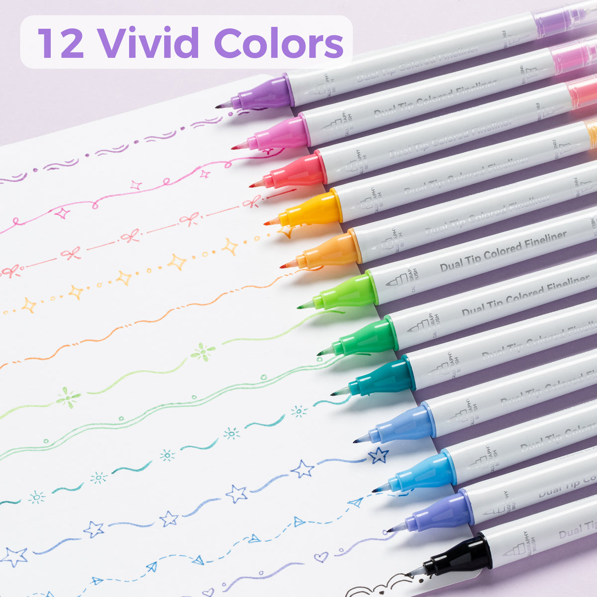Ohuhu Colored Fineliner & Brush Pens, 12 Colors best price