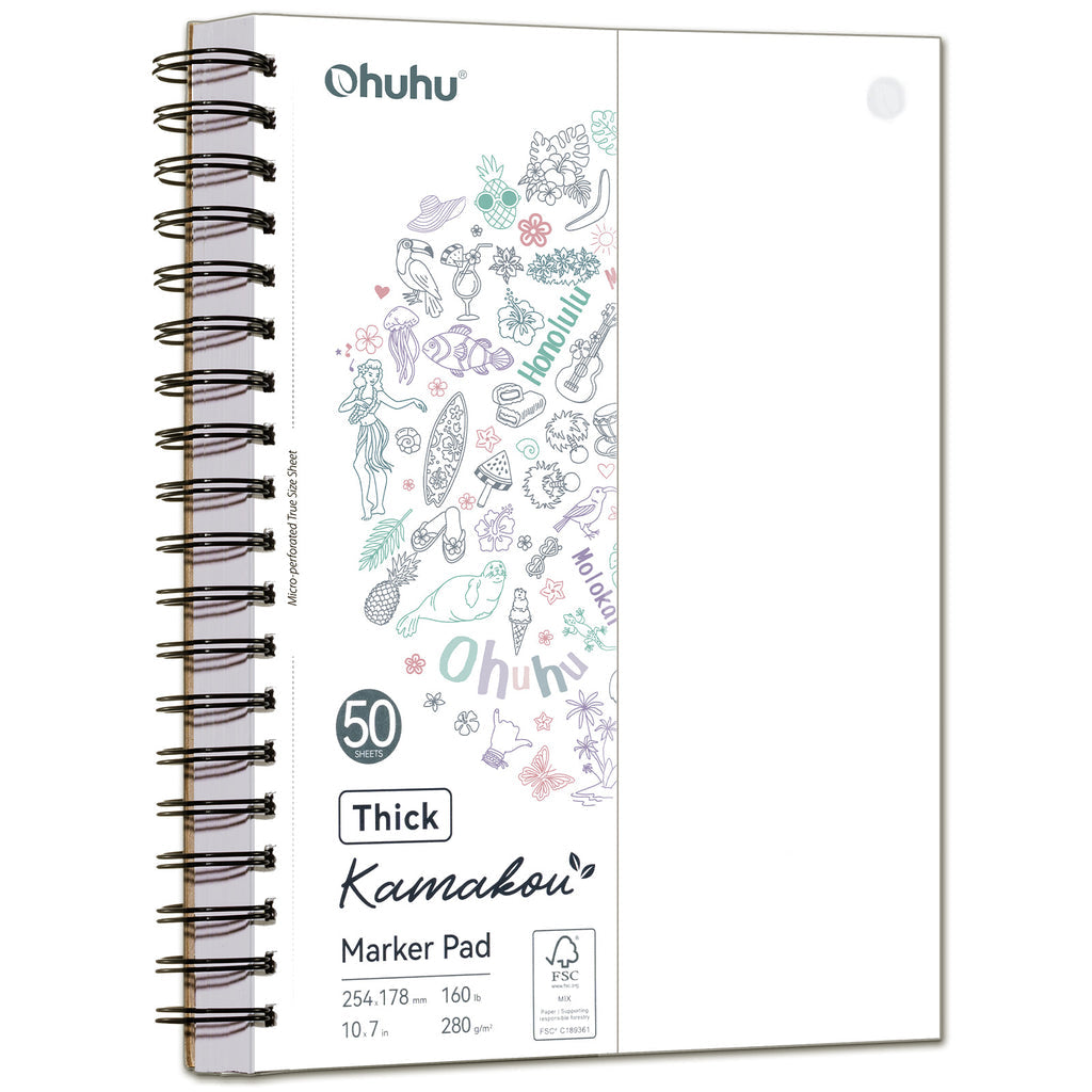 Ohuhu Heavyweight Bleedproof Double-Sided Marker Pad, Spiral-Bound - Kamakou near me