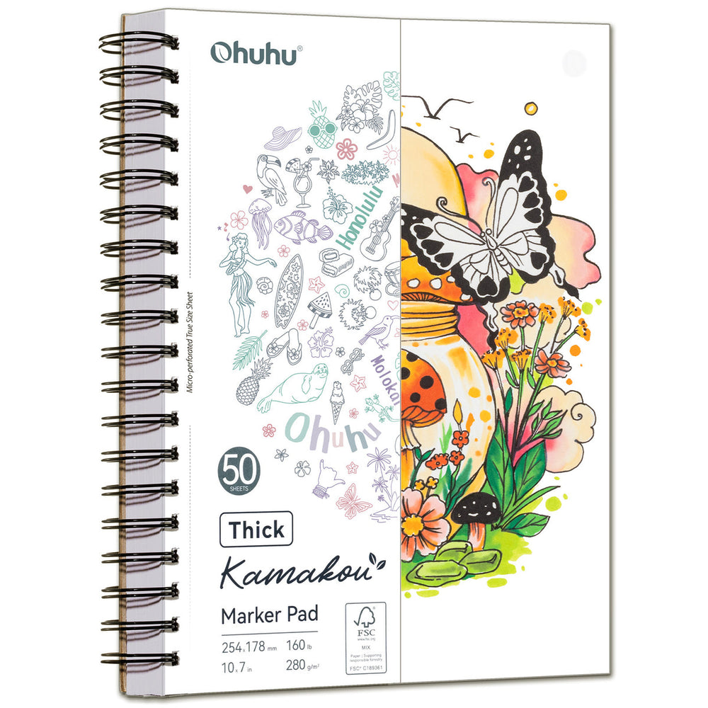 Ohuhu Heavyweight Bleedproof Double-Sided Marker Pad, Spiral-Bound - Kamakou near me