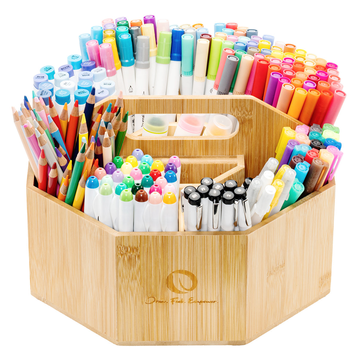 Ohuhu 360° Bamboo Rotating Marker Organizer free delivery