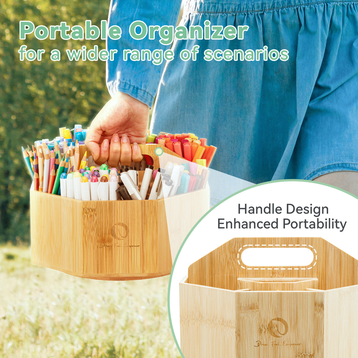 Ohuhu 360° Bamboo Rotating Marker Organizer free delivery