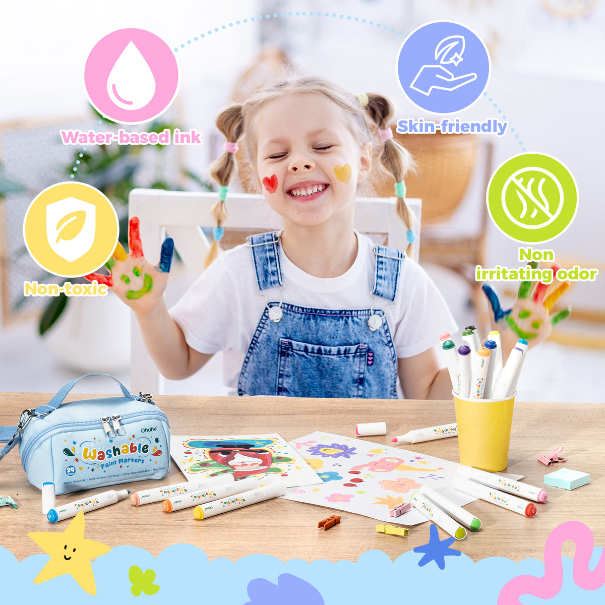 Ohuhu Washable Acrylic Paint Markers for Kids Bullet Tip low price