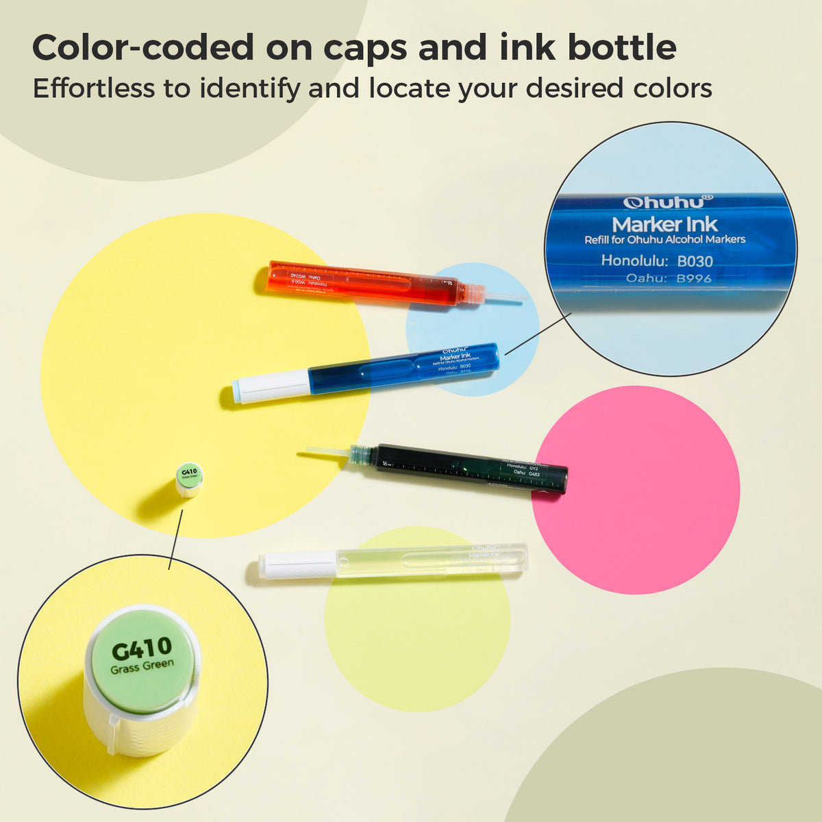Ohuhu Marker Ink Y43 / YR212 / E191 Refill for Alcohol marker best price