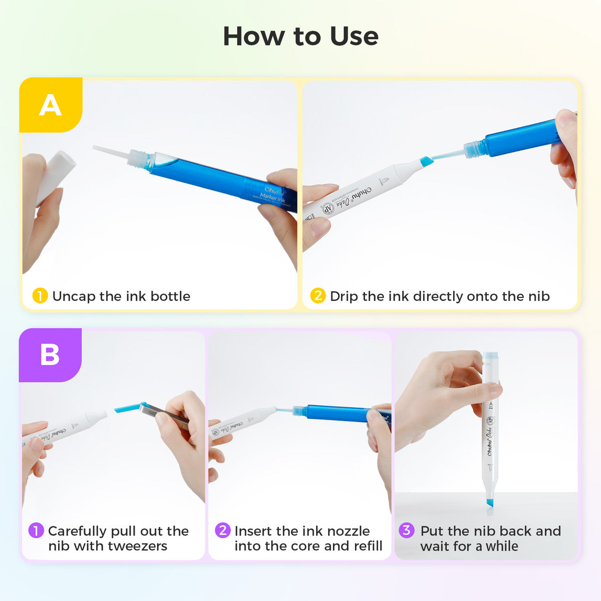 Ohuhu Marker Ink E614 / E130 Refill for Alcohol marker free delivery