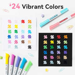 Ohuhu 24 Colors Brush & Bullet Automatic Ink Control Acrylic Markers - Waimoku best price