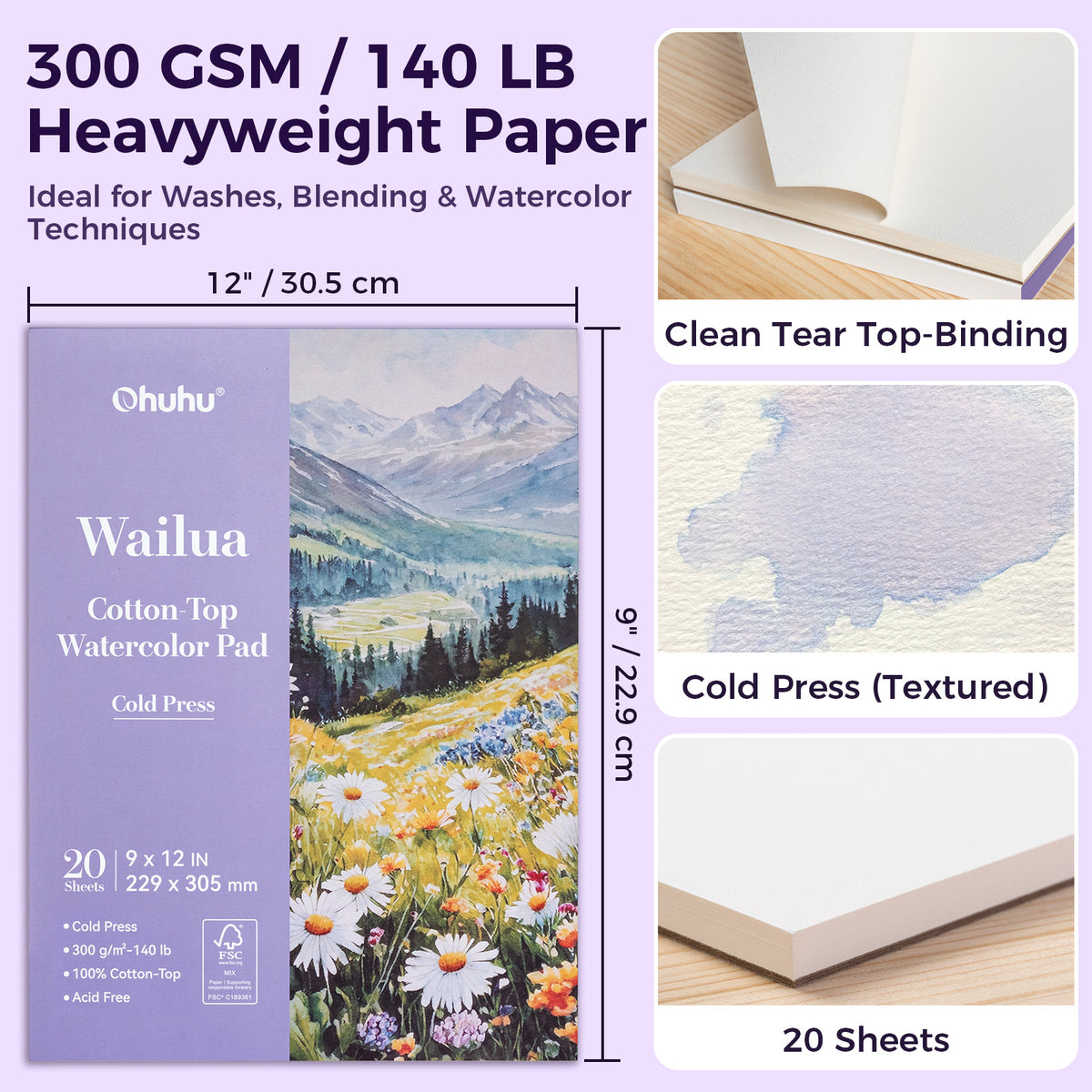 Ohuhu Wailua Cotton-Top Watercolor Pad low price