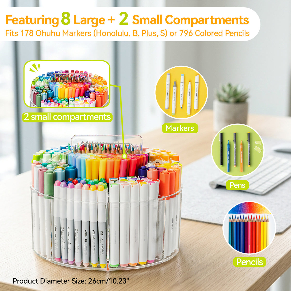 Ohuhu 360° Rotating Clear Acrylic Marker Organizer best price