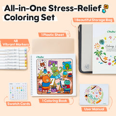 Ohuhu Honolulu B 48 Colors Alcohol Markers with Coloring Book free delivery