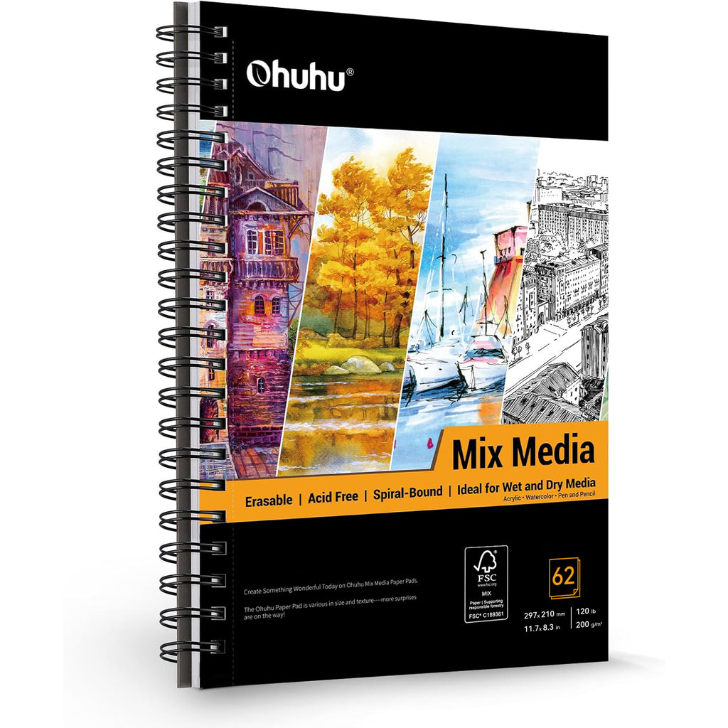 Ohuhu Spiral-Bound Mix Media Pad for Multiple Techniques low price