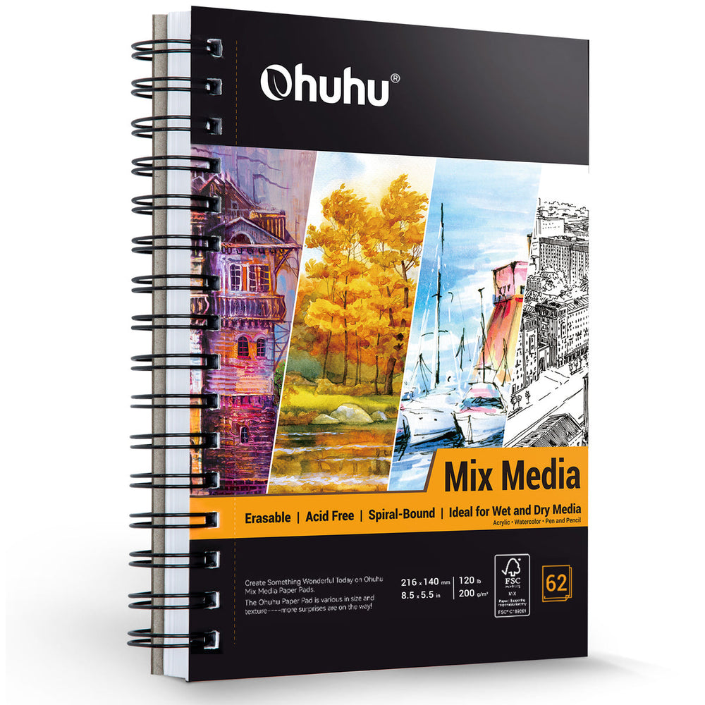 Ohuhu Spiral-Bound Mix Media Pad for Multiple Techniques low price