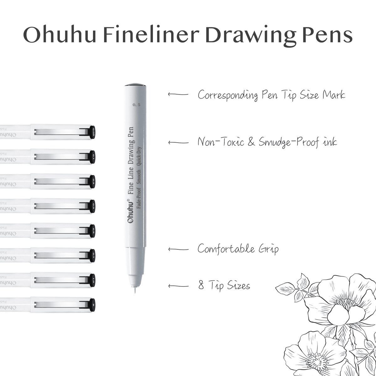 Ohuhu Fineliner Drawing Pen, 8 Pack best price