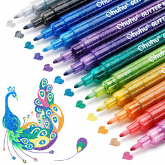 Ohuhu Water-Based Glitter Metallic Marker Pens, 12 Shimmer Colors free delivery