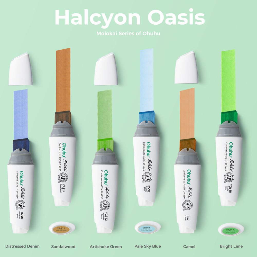 Ohuhu Molokai Four Tones Extra-wide Tip Alcohol Art Markers discount