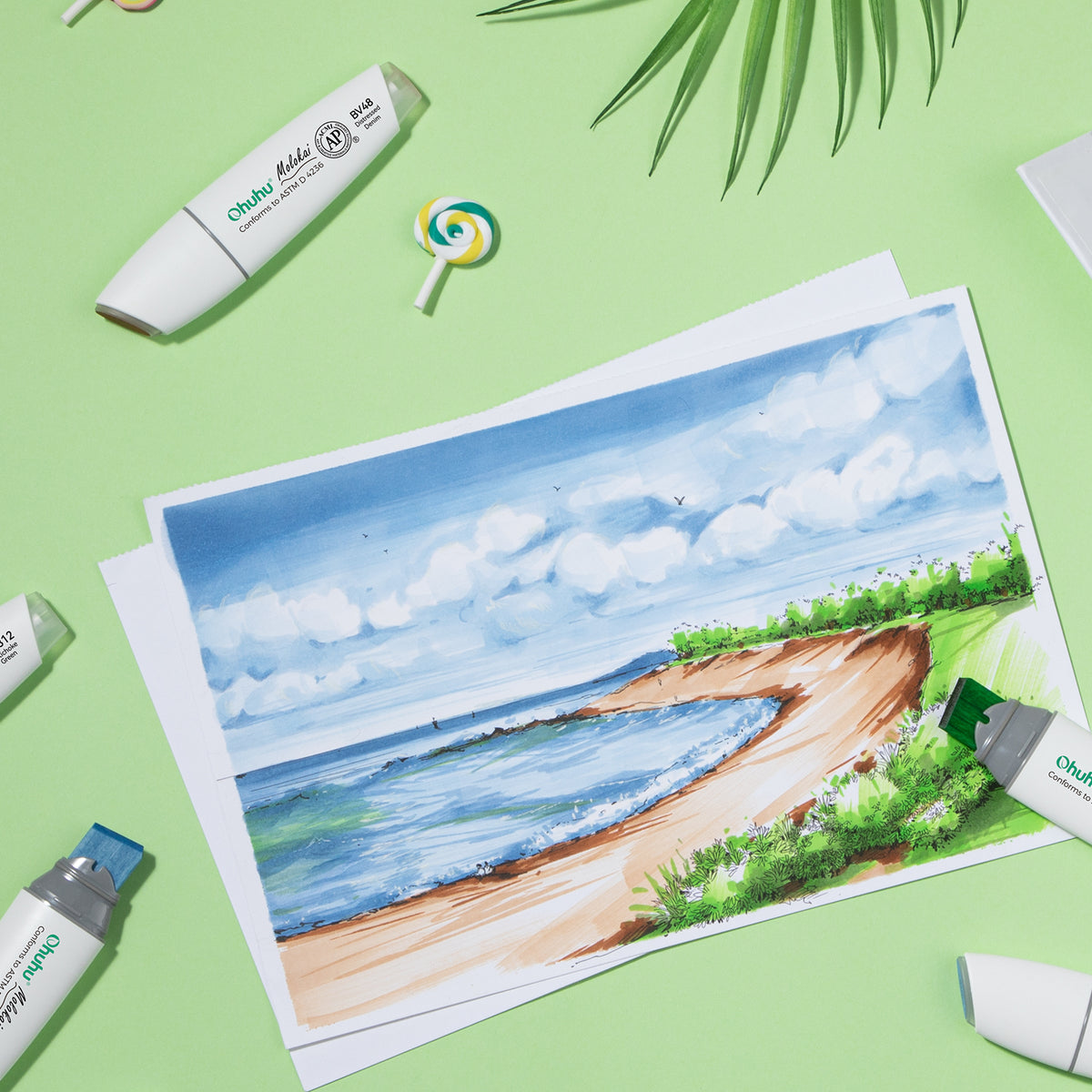Ohuhu Molokai Four Tones Extra-wide Tip Alcohol Art Markers discount