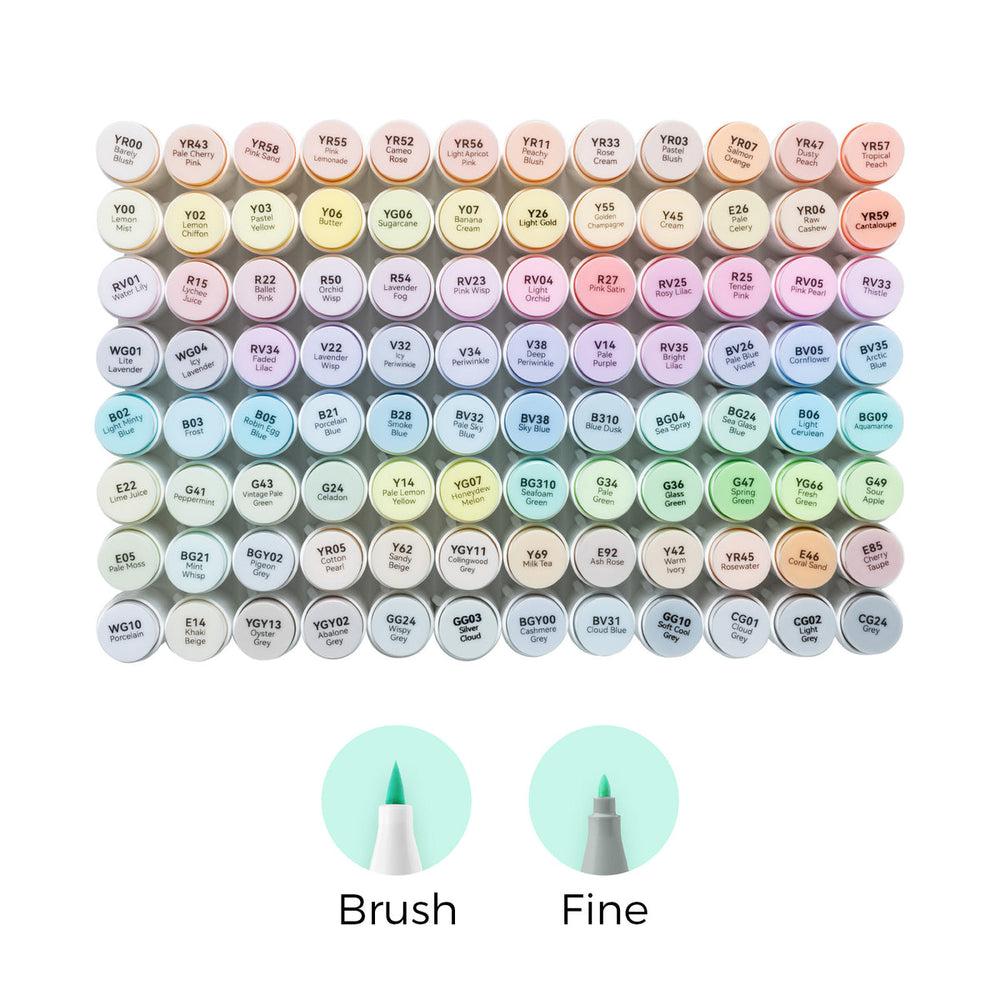 Ohuhu Honolulu 96 Pastel Colors Alcohol Art Markers - Sweetness & Blossoming (New Color Codes) low price