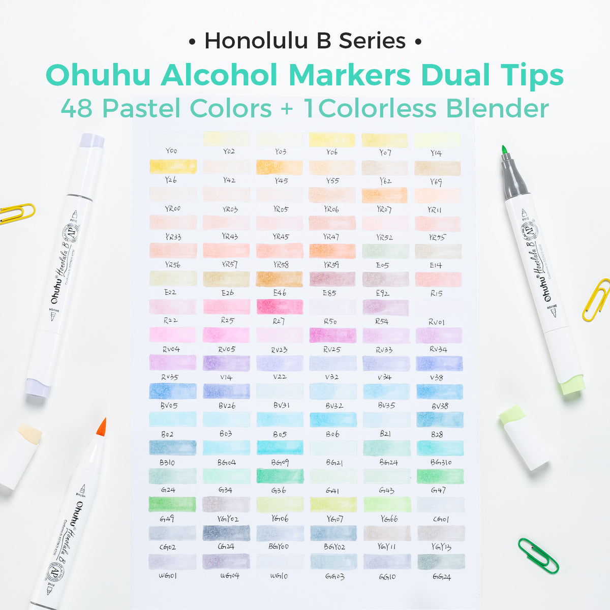 Ohuhu Honolulu 96 Pastel Colors Alcohol Art Markers - Sweetness & Blossoming (New Color Codes) low price