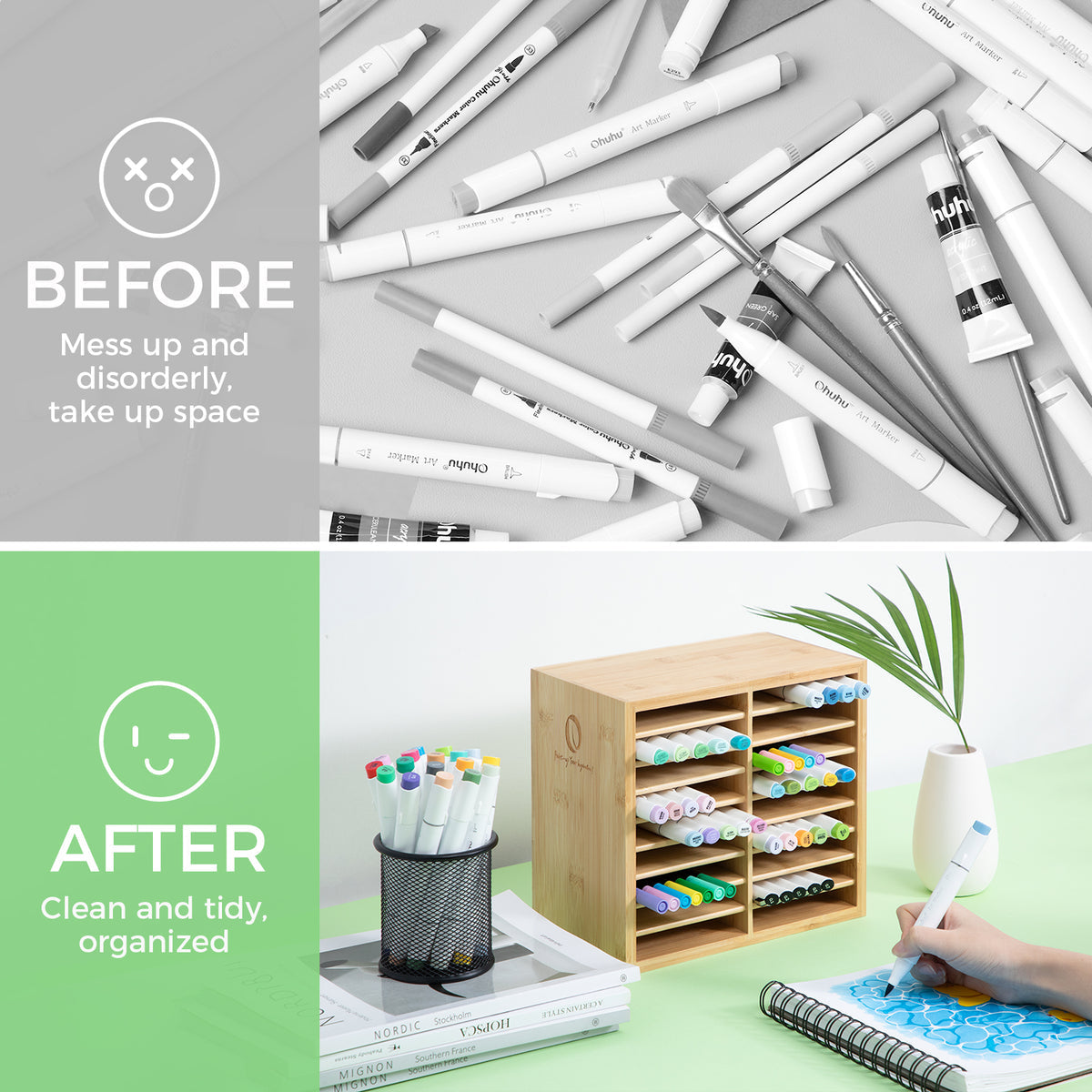 Ohuhu Bamboo Marker Organizer discount
