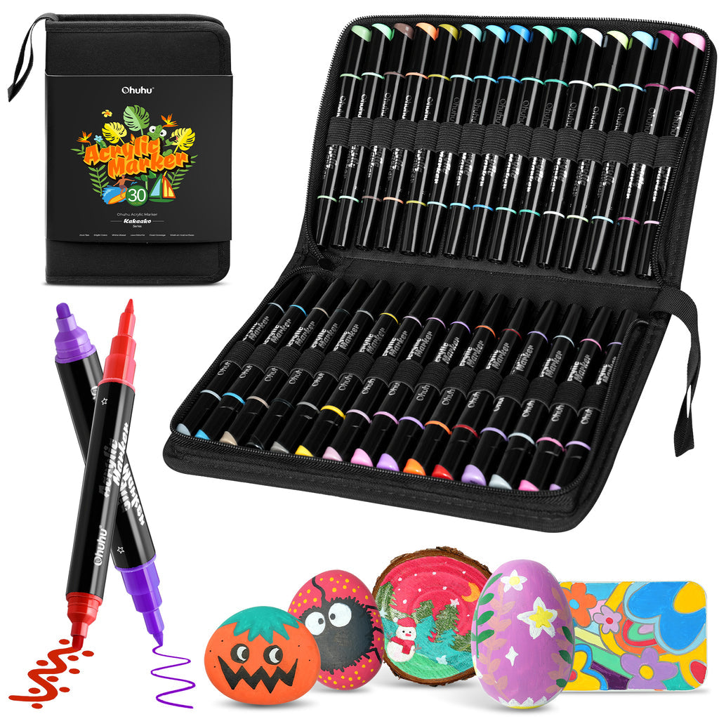 Ohuhu Dual Nib Waterproof Acrylic Pen 30 / 60 / 90 Colors - Kakaako low price