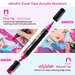 Ohuhu Dual Nib Waterproof Acrylic Pen 30 / 60 / 90 Colors - Kakaako low price