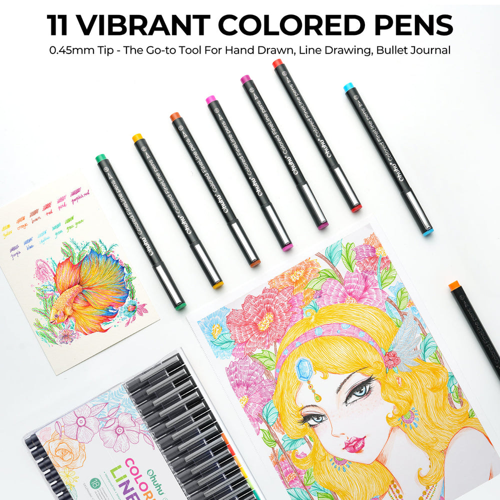 Ohuhu Hana Highway Fineliner Drawing Pens,18 Pack discount