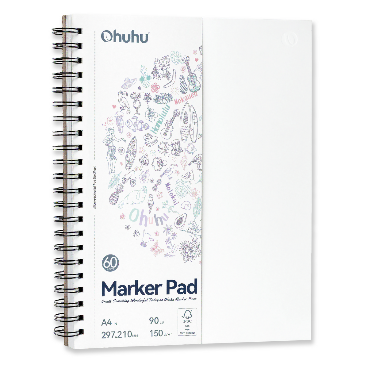 Ohuhu Bleedproof Double-Sided Marker Pad, Spiral-Bound discount