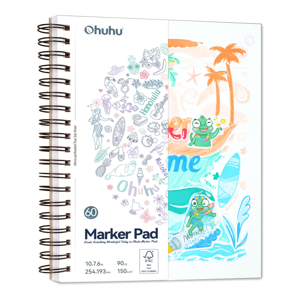 Ohuhu Bleedproof Double-Sided Marker Pad, Spiral-Bound discount