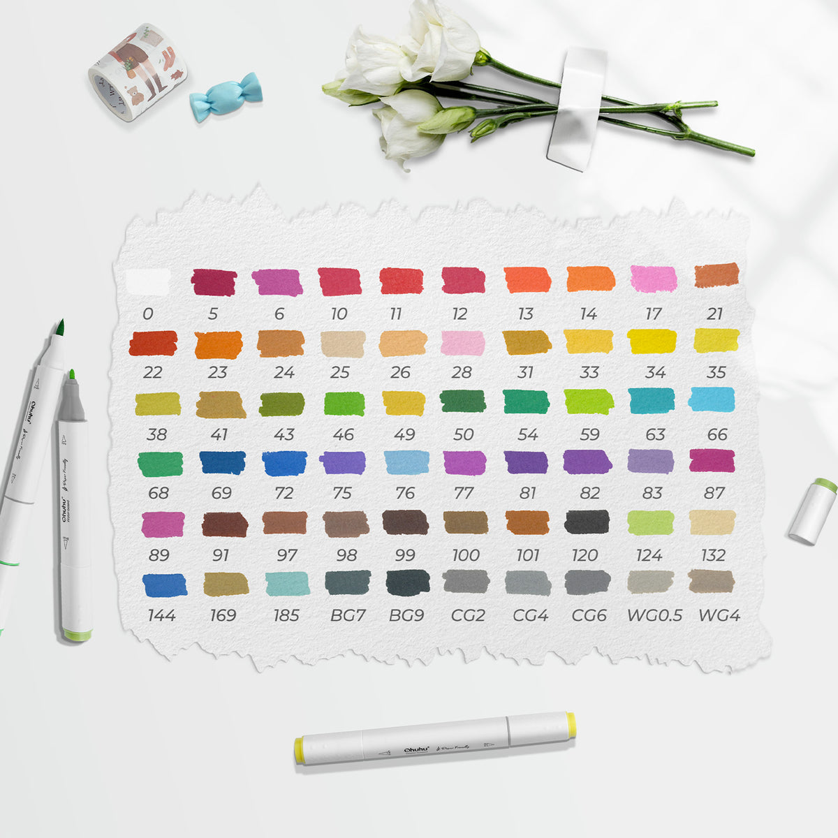 Ohuhu Paper-friendly (No Peeling) Markers Water-based 60 Colors low price